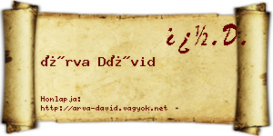 Árva Dávid névjegykártya